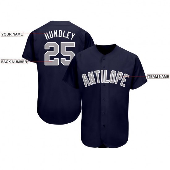 Custom Navy Gray-White Baseball Jersey