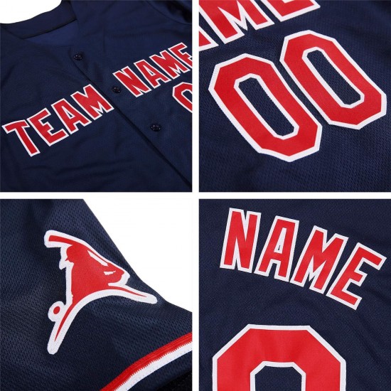 Custom Navy Red-White Authentic Baseball Jersey