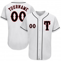 Custom White Black-Red Authentic Baseball Jersey