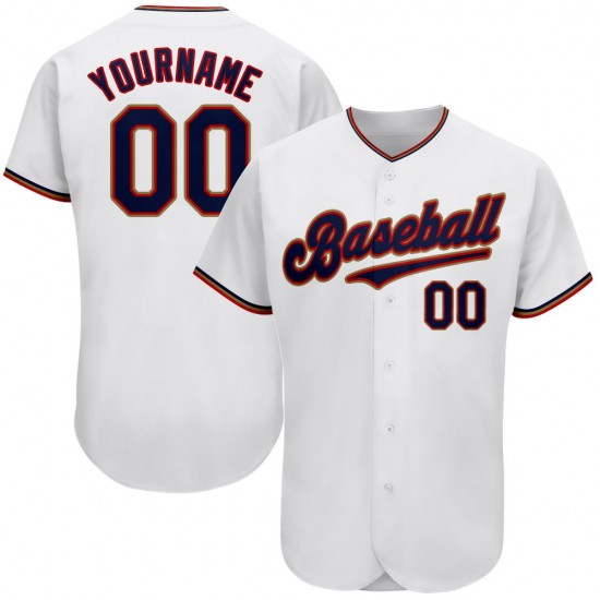 Custom White Navy-Red Authentic Baseball Jersey