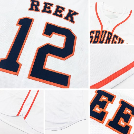 Custom White Navy-Red Authentic Baseball Jersey