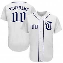 Custom White Navy Authentic Baseball Jersey