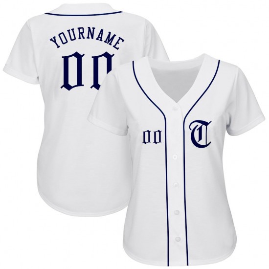 Custom White Navy Authentic Baseball Jersey