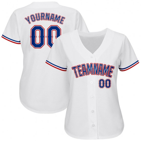 Custom White Royal-Red Authentic Baseball Jersey