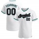 Custom White Black-Aqua Authentic Baseball Jersey