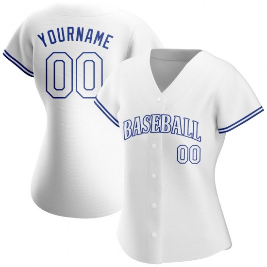 Custom White White-Royal Authentic Baseball Jersey