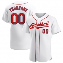 Custom White Red-Navy Authentic Baseball Jersey