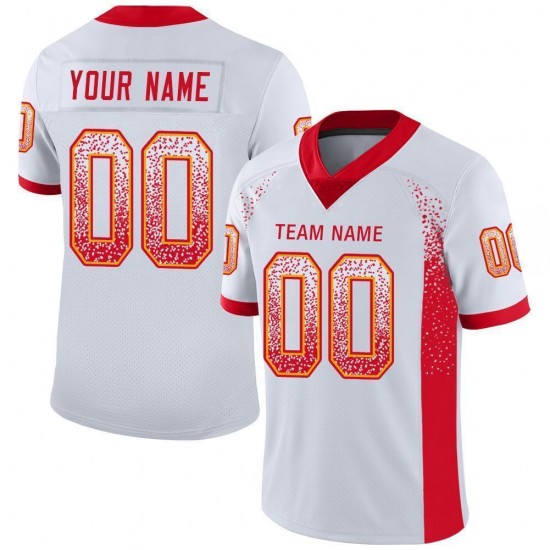 Custom White Scarlet-Gold Mesh Drift Fashion Football Jersey