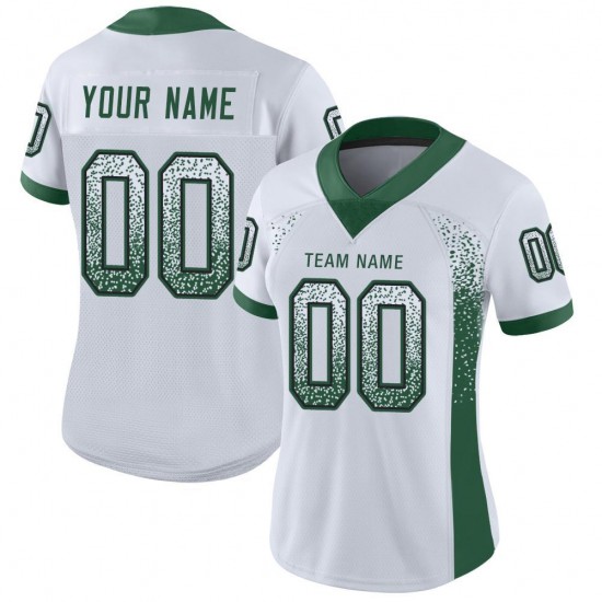 Custom White Gotham Green-Black Mesh Drift Fashion Football Jersey