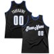 Custom Black White-Blue Authentic Throwback Basketball Jersey