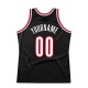 Custom Black White-Red Authentic Throwback Basketball Jersey