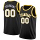 Custom Black White-Gold Round Neck Rib-Knit Basketball Jersey