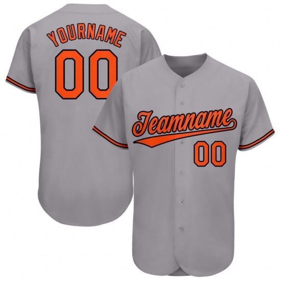 Custom Gray Orange-Black Baseball Jersey