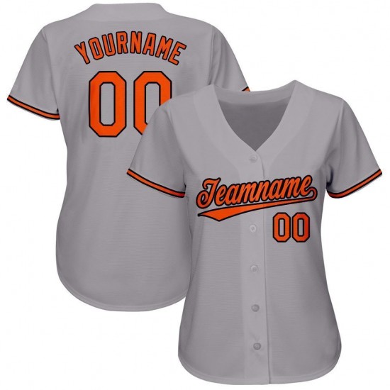 Custom Gray Orange-Black Baseball Jersey