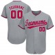 Custom Gray Red-Navy Baseball Jersey