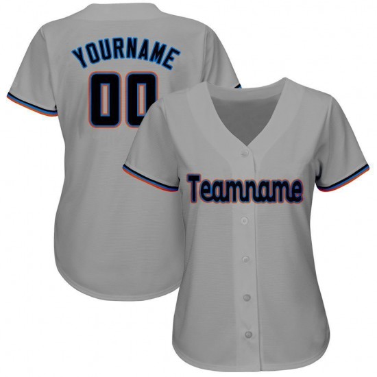 Custom Gray Black-Orange Baseball Jersey