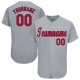 Custom Gray Red-Navy Baseball Jersey