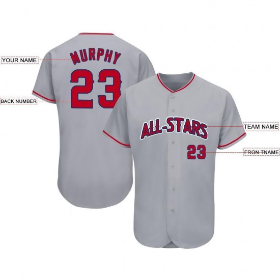 Custom Gray Red-Navy Baseball Jersey