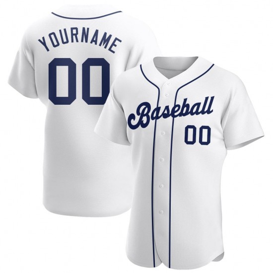 Custom White Navy Authentic Baseball Jersey