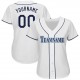 Custom White Navy-Powder Blue Baseball Jersey