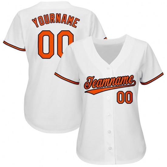 Custom White Orange-Black Baseball Jersey