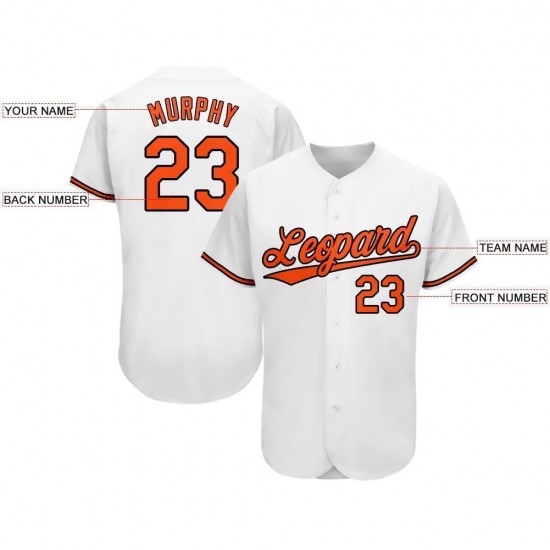 Custom White Orange-Black Baseball Jersey