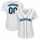 Custom White Navy-Aqua Baseball Jersey