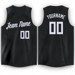 Custom Black White V-Neck Basketball Jersey